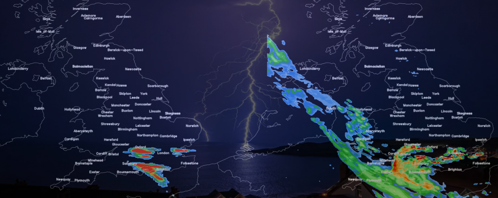 Heavy thunderstorms affecting parts of the south overnight